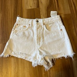 Zara ripped white jean shorts in size Small